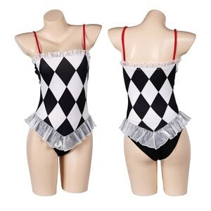 Dolls Kill Black and White Harlequin Jumpsuit